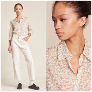 Trovata Birds of Paradis Jacqueline Floral Button Up Cotton Shirt Sz XS